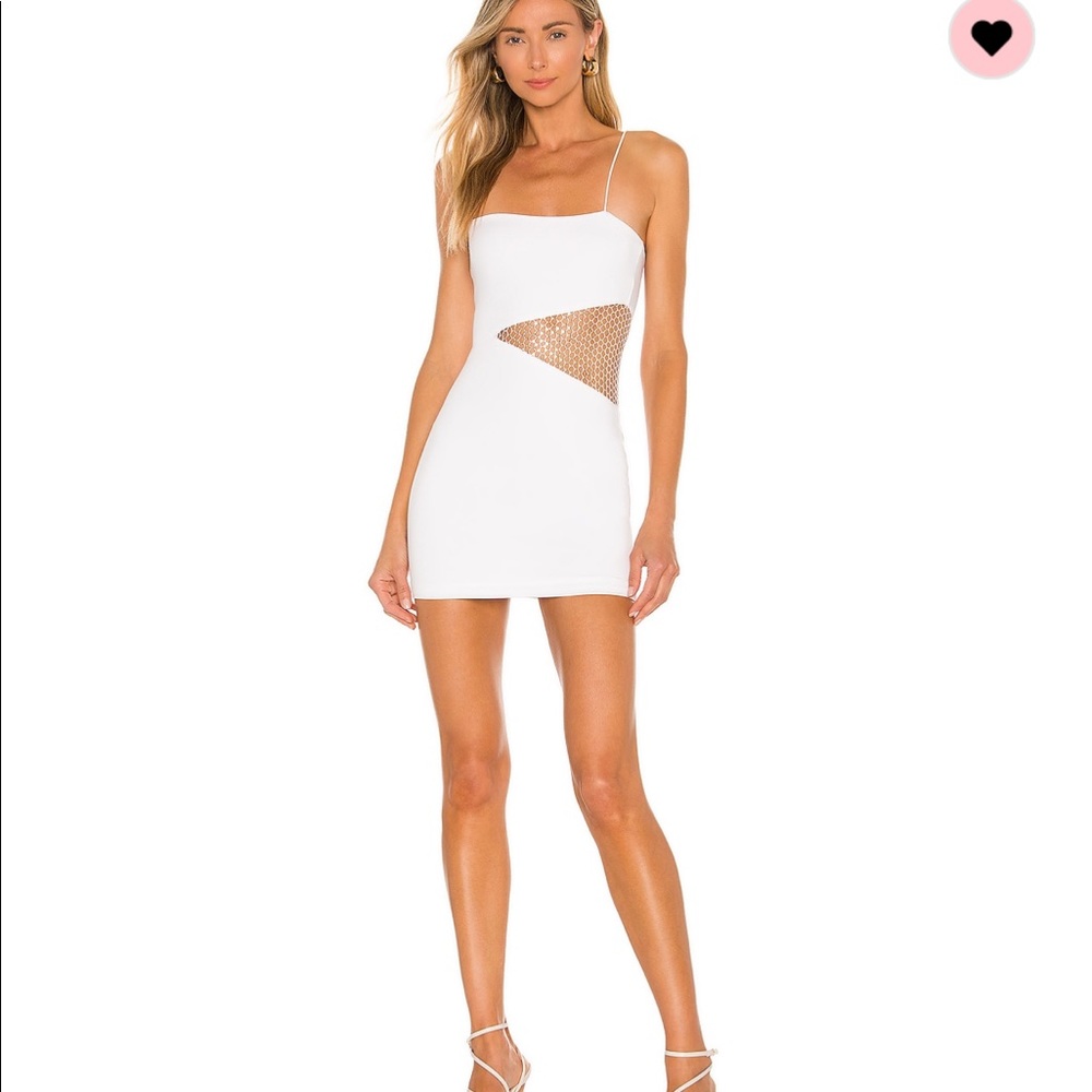 White mesh cut out dress